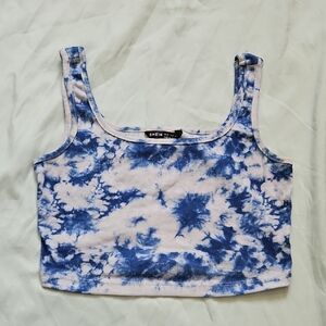 Shein Blue Tie-Dye Women's Crop Top, Size XS